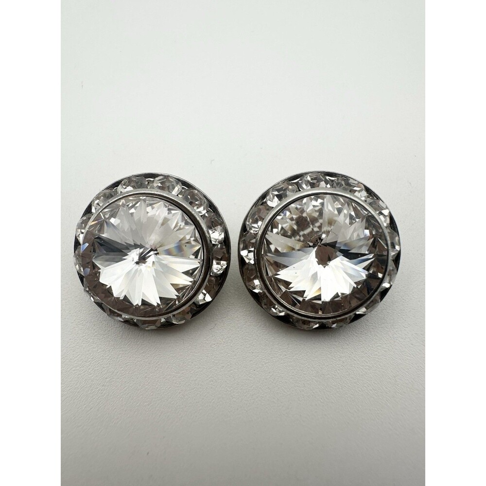 Vintage Crystal Revoli Round Clip On Earrings